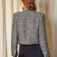 BLACK AND WHITE KNIT BLAZER