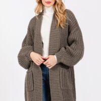 OLIVE GREEN CHUNKY KNIT CARDIGAN