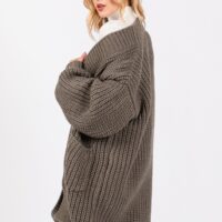 OLIVE GREEN CHUNKY KNIT CARDIGAN