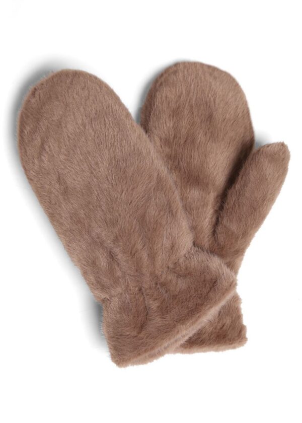 TAUPE FAUX FUR MITTENS