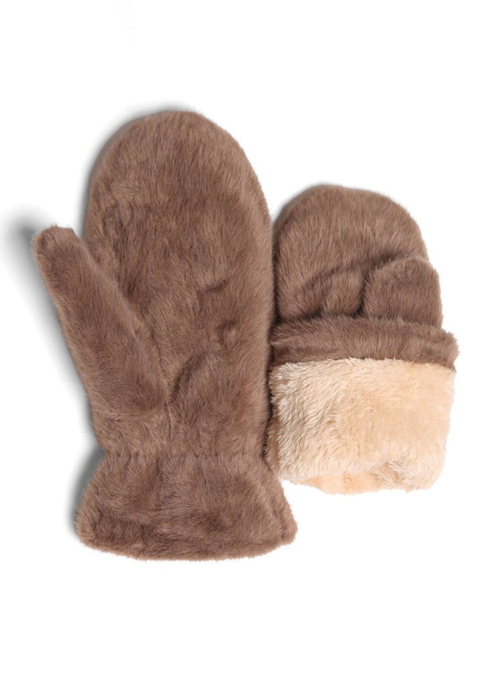 TAUPE FAUX FUR MITTENS