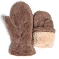 TAUPE FAUX FUR MITTENS