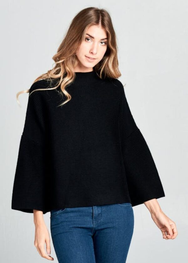 BLACK MOCK NECK SWEATER