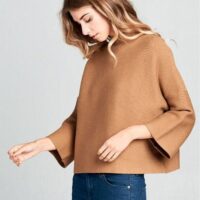 CAMEL BROWN MOCK NECK SWEATER