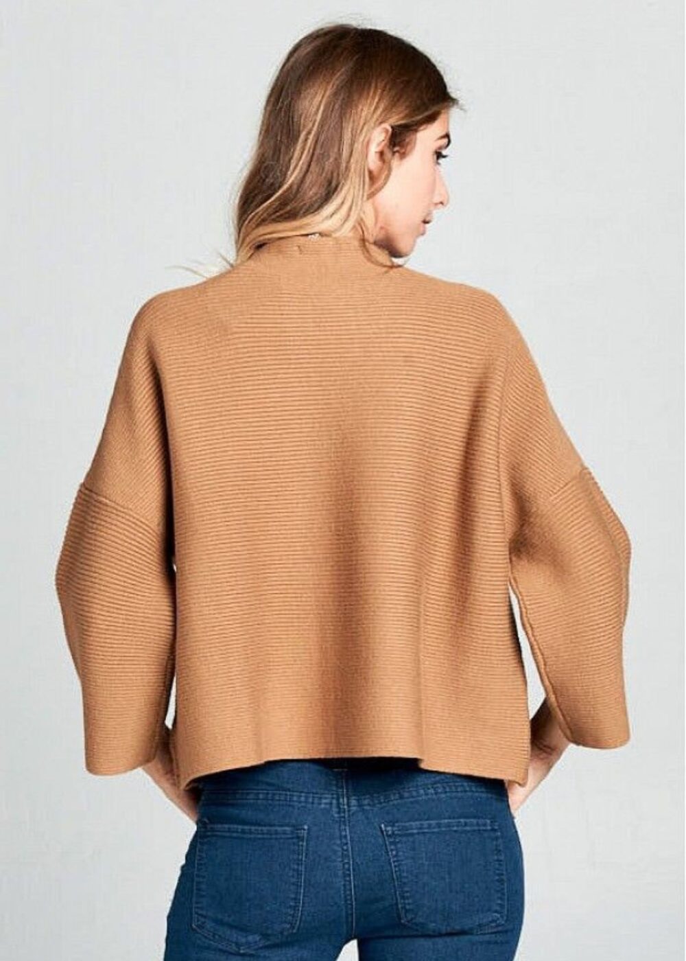 CAMEL BROWN MOCK NECK SWEATER