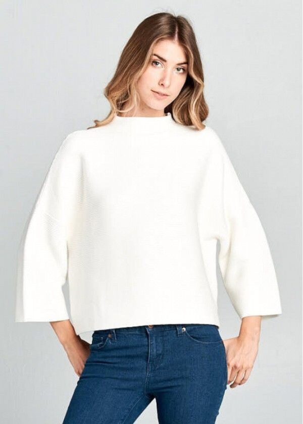 IVORY MOCK NECK SWEATER