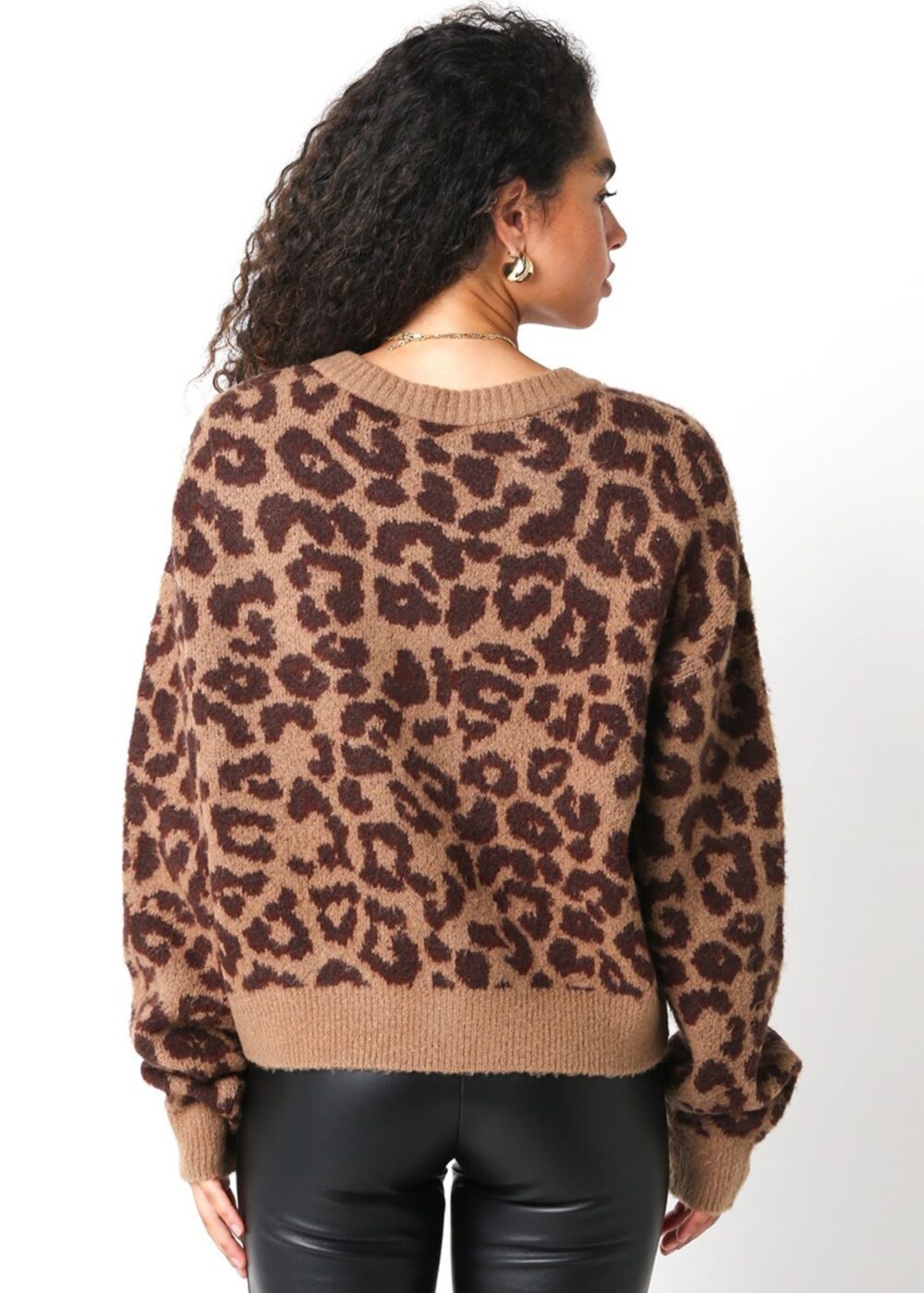 BROWN LEOPARD PRINT CARDIGAN