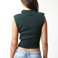 HUNTER GREEN KNIT BUTTON UP TOP