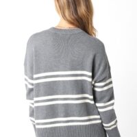 GREY AND CREAM STRIPE SWEATER