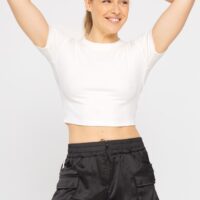 WHITE SHORT SLEEVE CROP TOP