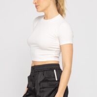 WHITE SHORT SLEEVE CROP TOP