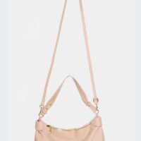 TAUPE FAUX LEATHER PLEATED PURSE