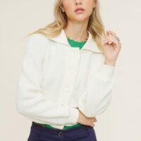 IVORY SHERPA CROPPED CARDIGAN