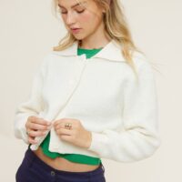 IVORY SHERPA CROPPED CARDIGAN