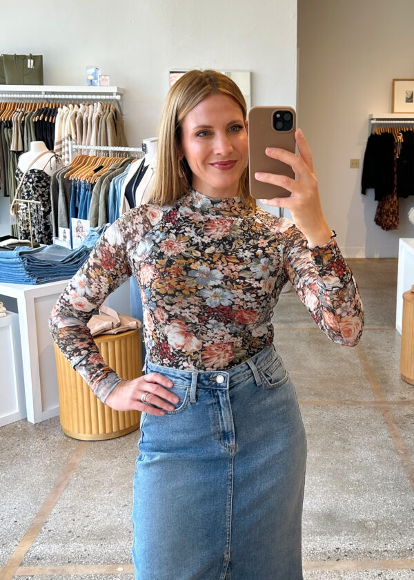 SHEER FLORAL MESH TOP