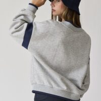 GREY SWEATSHIRT WITH NAVY BLUE CONTRAST DETAILS