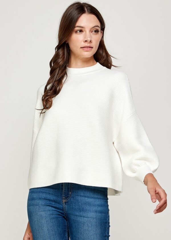 IVORY BALLOON SLEEVE SWEATER