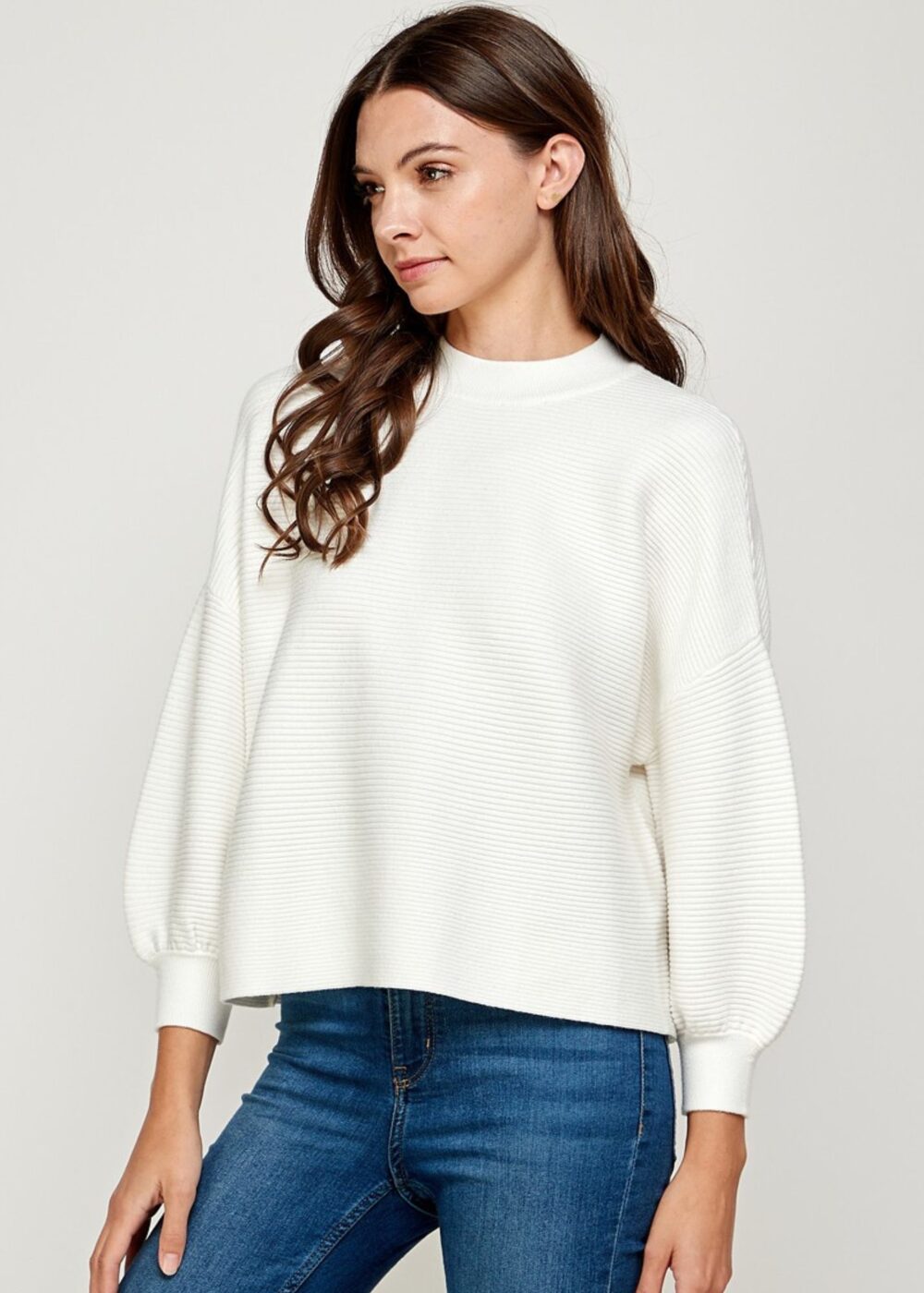 IVORY BALLOON SLEEVE SWEATER