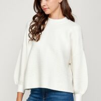 IVORY BALLOON SLEEVE SWEATER