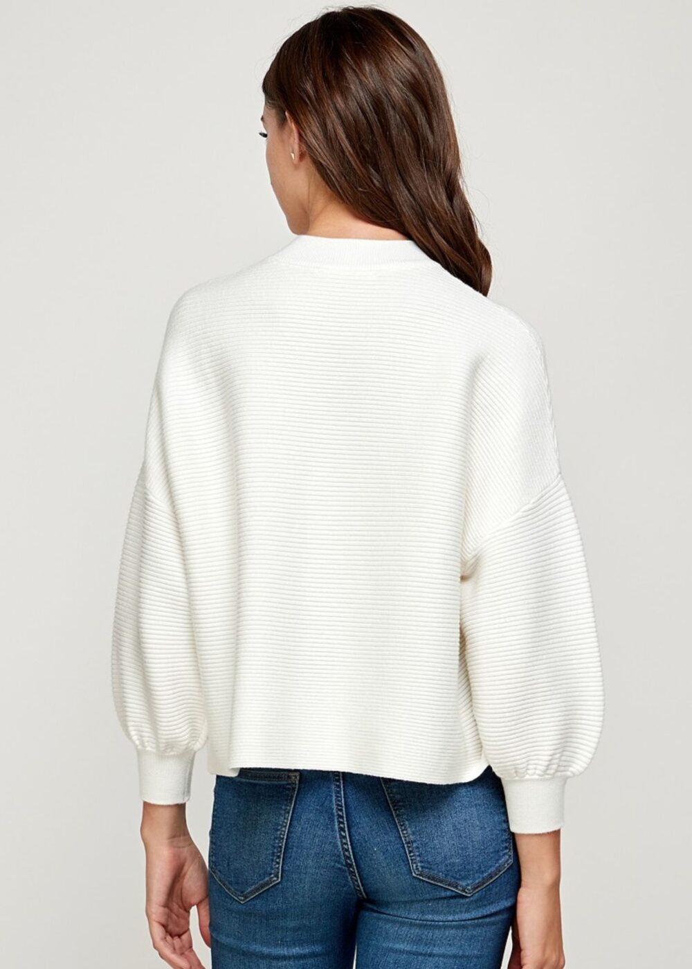 IVORY BALLOON SLEEVE SWEATER