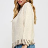 CREAM SWEATER WITH BROWN TRIM