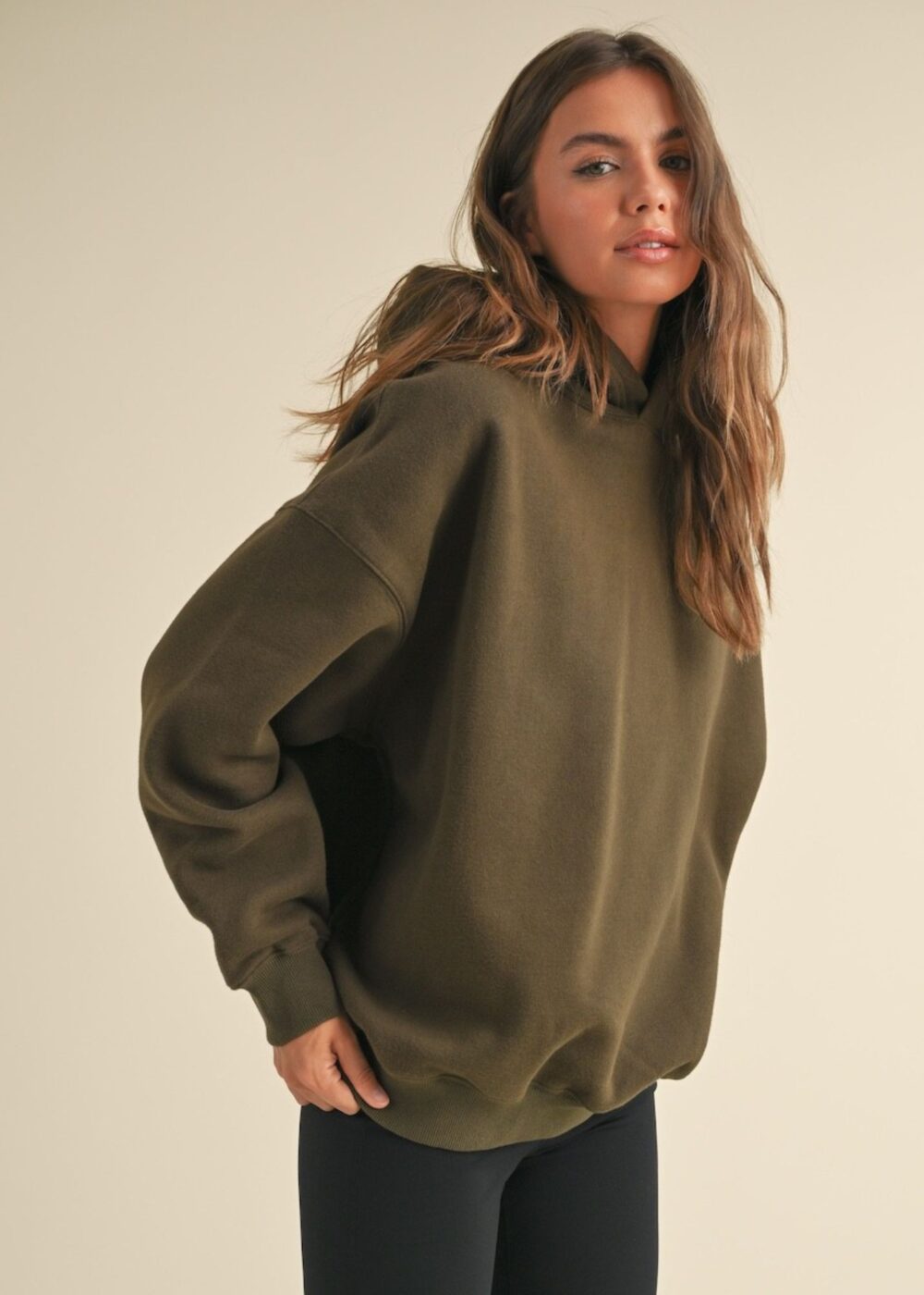 OLIVE GREEN HOODED SWEATSHIRT