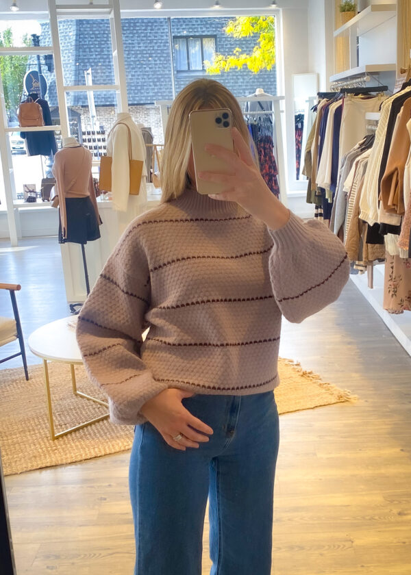 BROWN STRIPE CHUNKY KNIT SWEATER