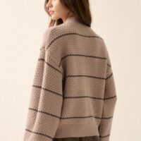 BROWN STRIPE CHUNKY KNIT SWEATER