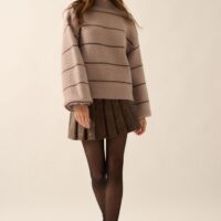 BROWN STRIPE CHUNKY KNIT SWEATER