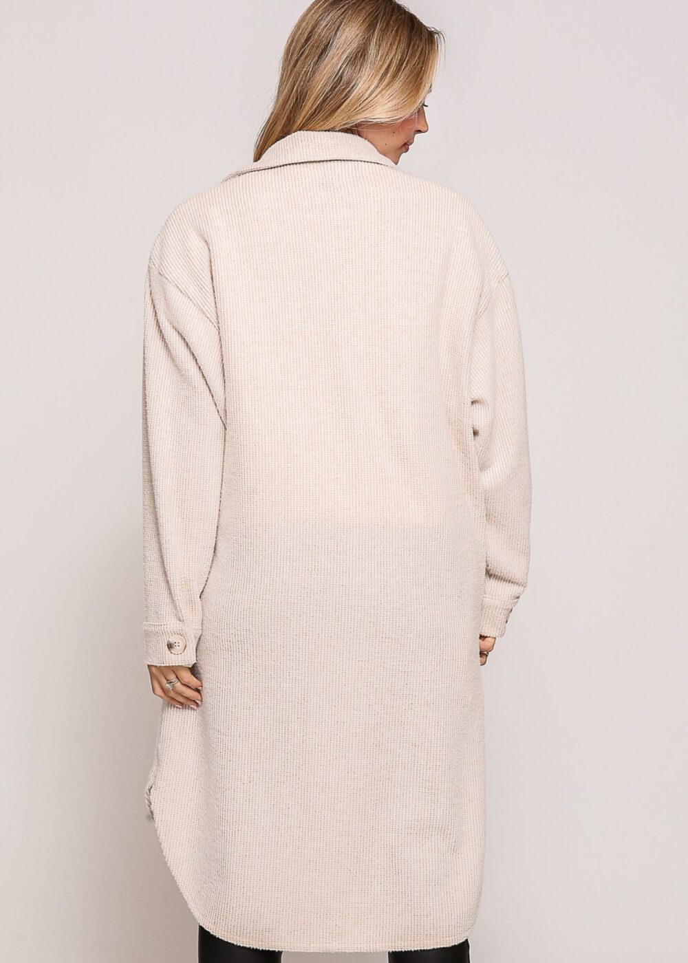 OATMEAL OVERSIZED WAFFLE KNIT SHACKET