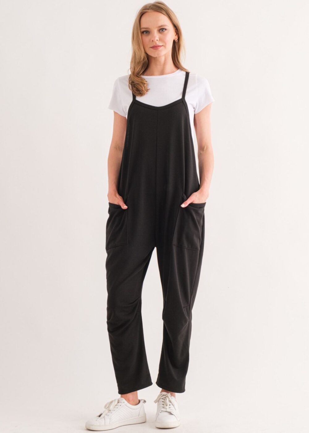 BLACK FRENCH TERRY JUMPSUIT