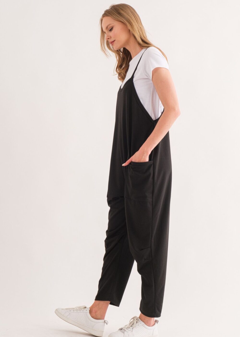 BLACK FRENCH TERRY JUMPSUIT