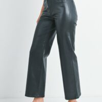 FAUX LEATHER COATED BLACK JEANS