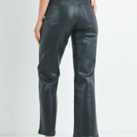 FAUX LEATHER COATED BLACK JEANS