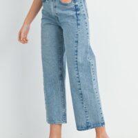 MEDIUM WASH BARREL LEG JEANS