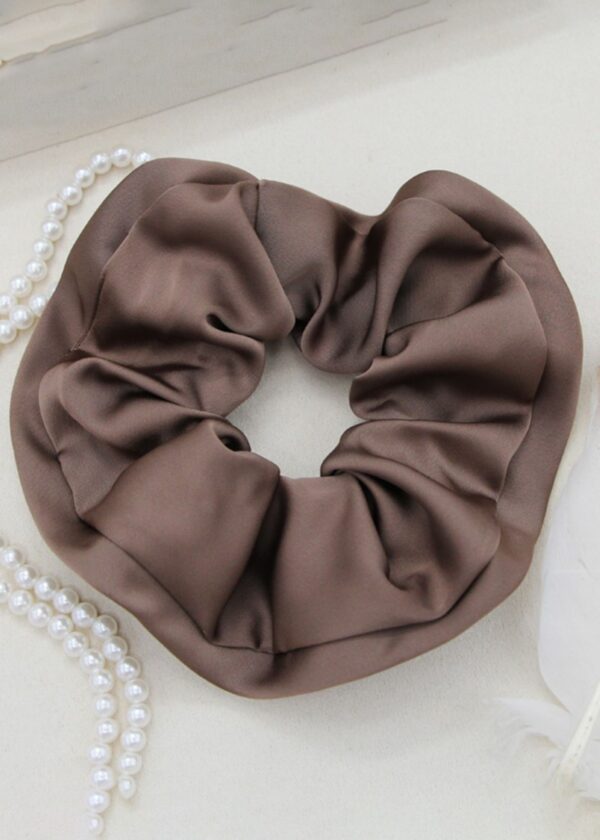 DARK BROWN SILK SCRUNCHIE