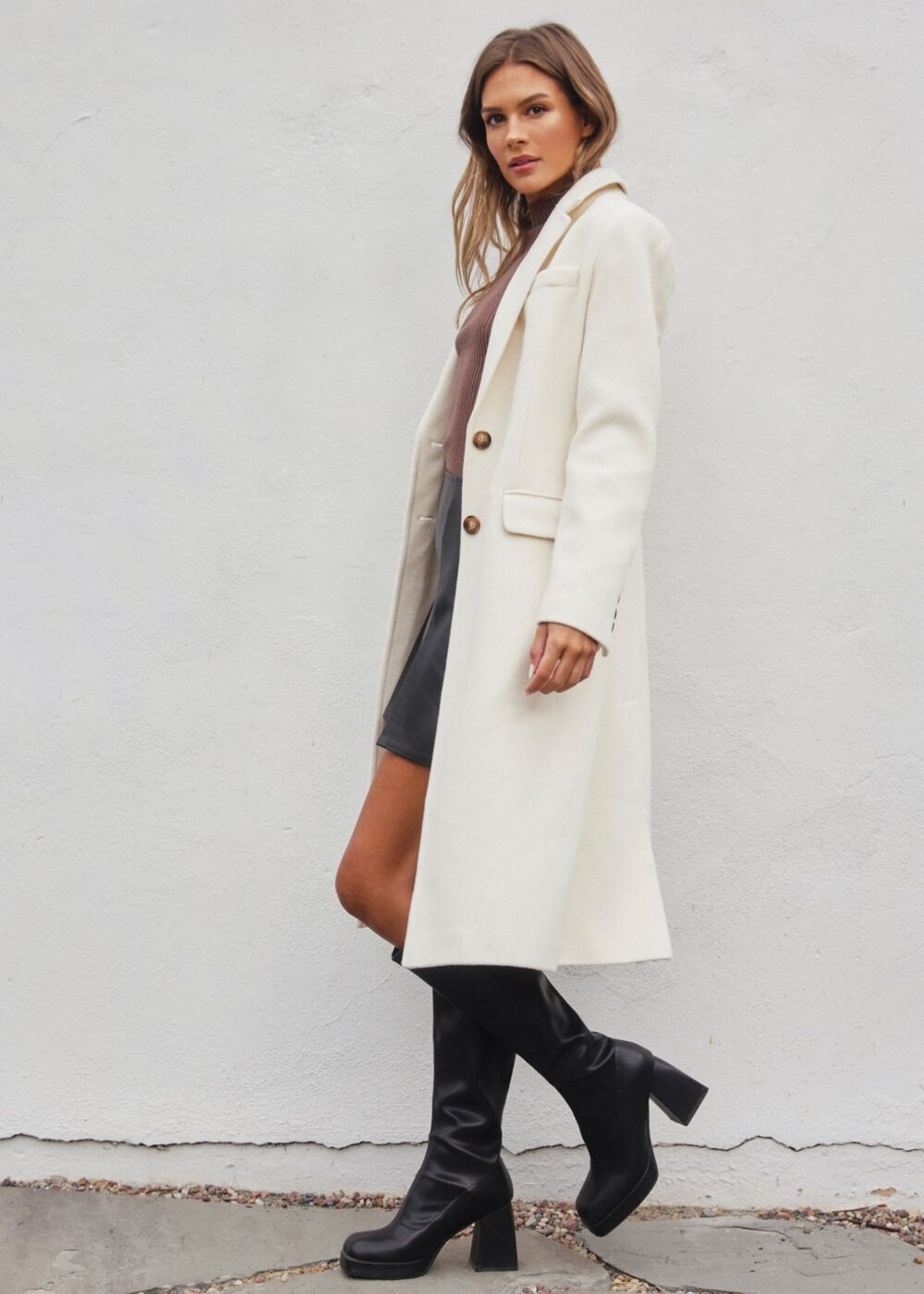 CREAM LONG WINTER COAT