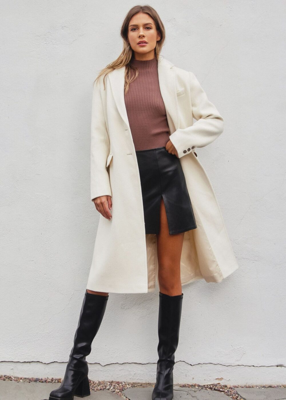 CREAM LONG WINTER COAT