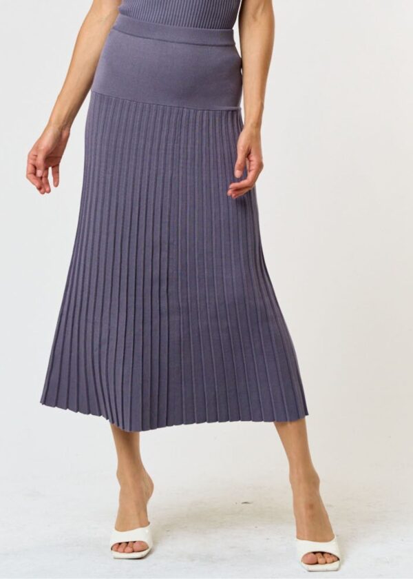 GREY RIBBED KNIT MAXI SKIRT