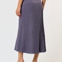 GREY RIBBED KNIT MAXI SKIRT