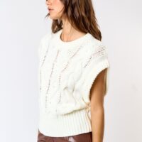 IVORY CABLE KNIT SWEATER VEST