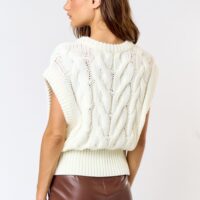 IVORY CABLE KNIT SWEATER VEST