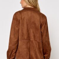 BROWN FAUX SUEDE SHACKET