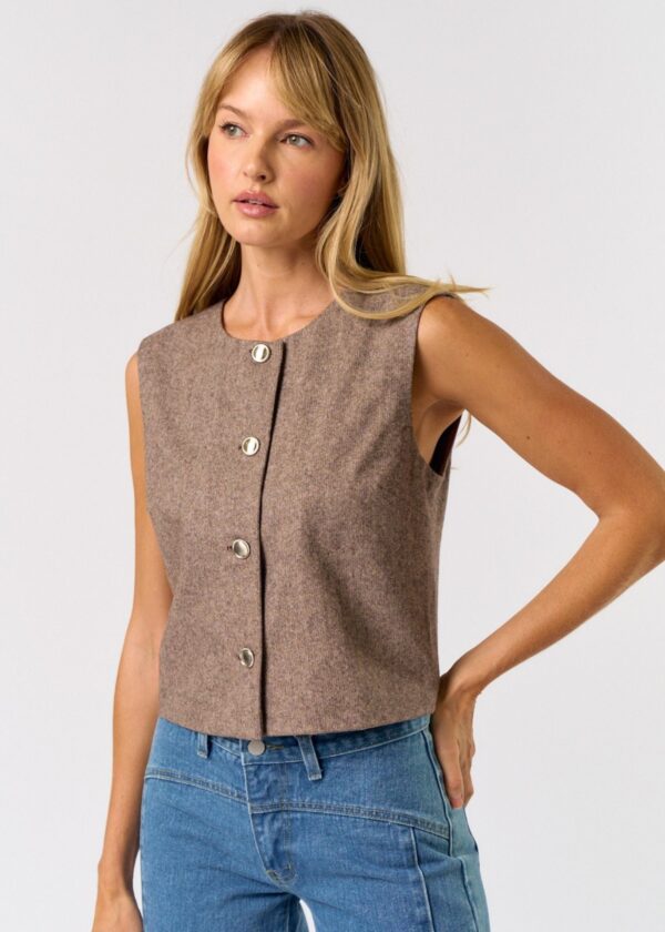 BROWN VEST WITH GOLD BUTTONS