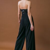 BLACK SEQUIN BODICE JUMPSUIT