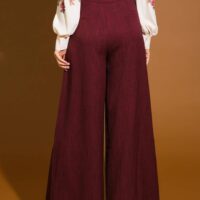 BURGUNDY WIDE LEG TROUSERS