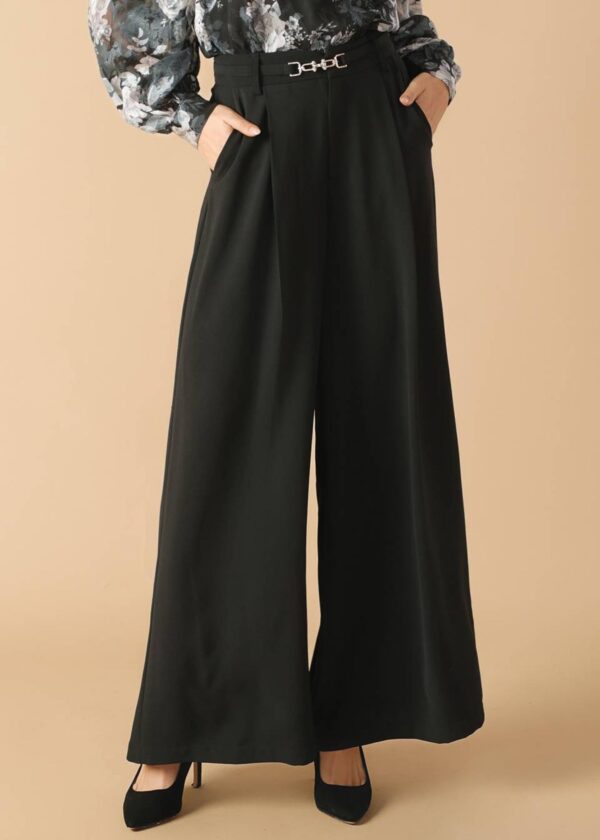 BLACK WIDE LEG TROUSERS