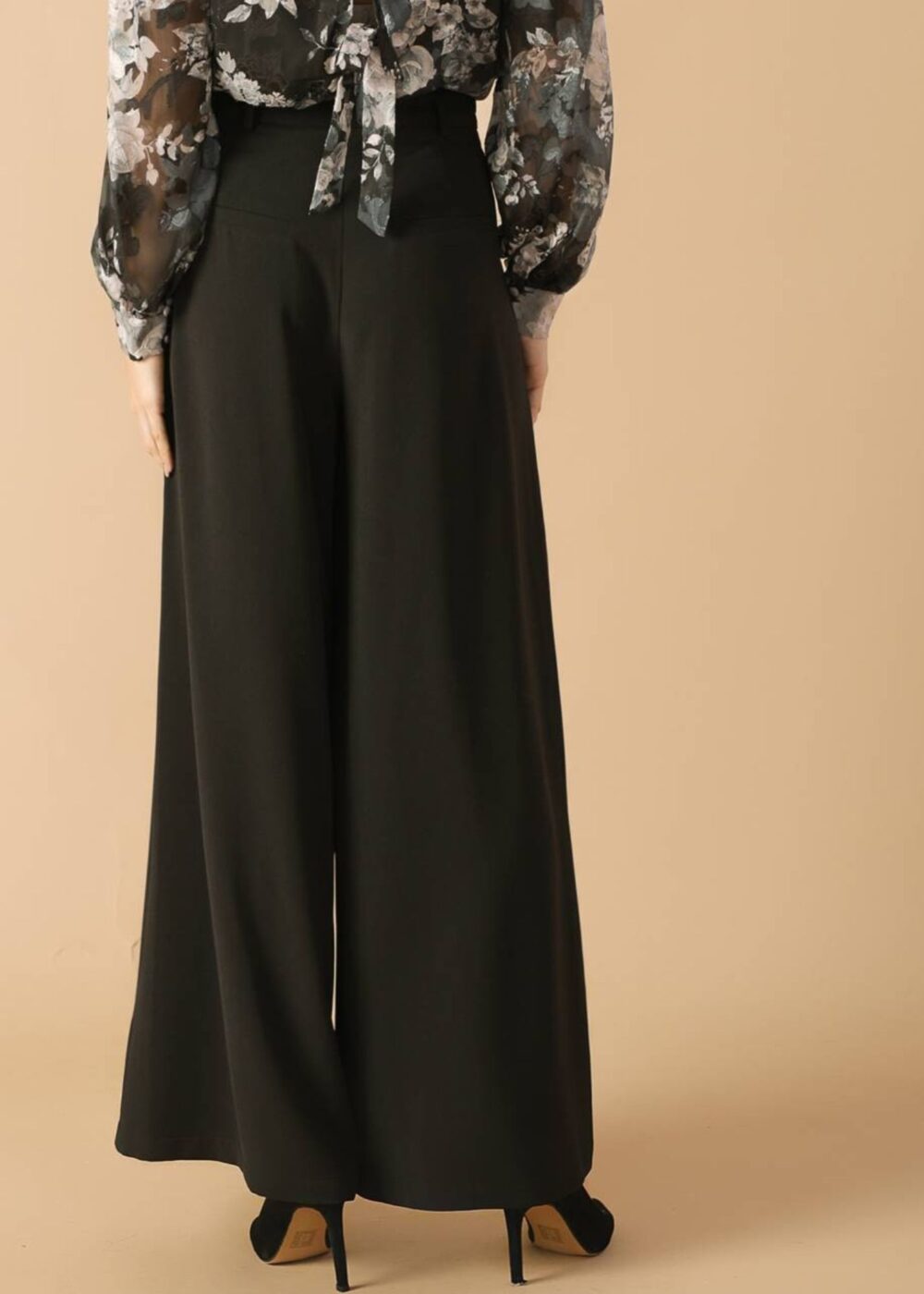 BLACK WIDE LEG TROUSERS