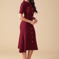 BURGUNDY A-LINE SWEATER DRESS