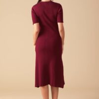 BURGUNDY A-LINE SWEATER DRESS